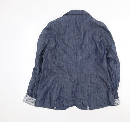 Cotton Traders Womens Blue Jacket Blazer Size 12 Button