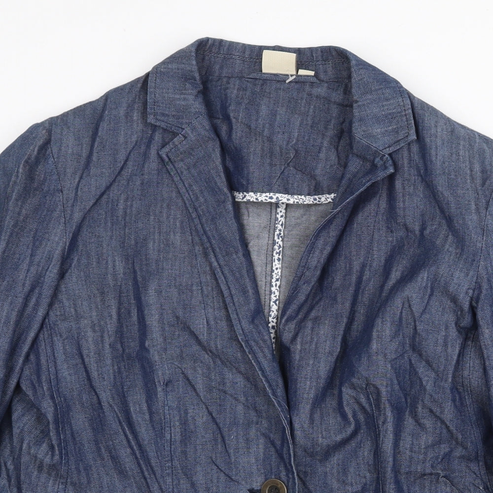 Cotton Traders Womens Blue Jacket Blazer Size 12 Button