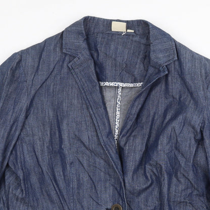 Cotton Traders Womens Blue Jacket Blazer Size 12 Button