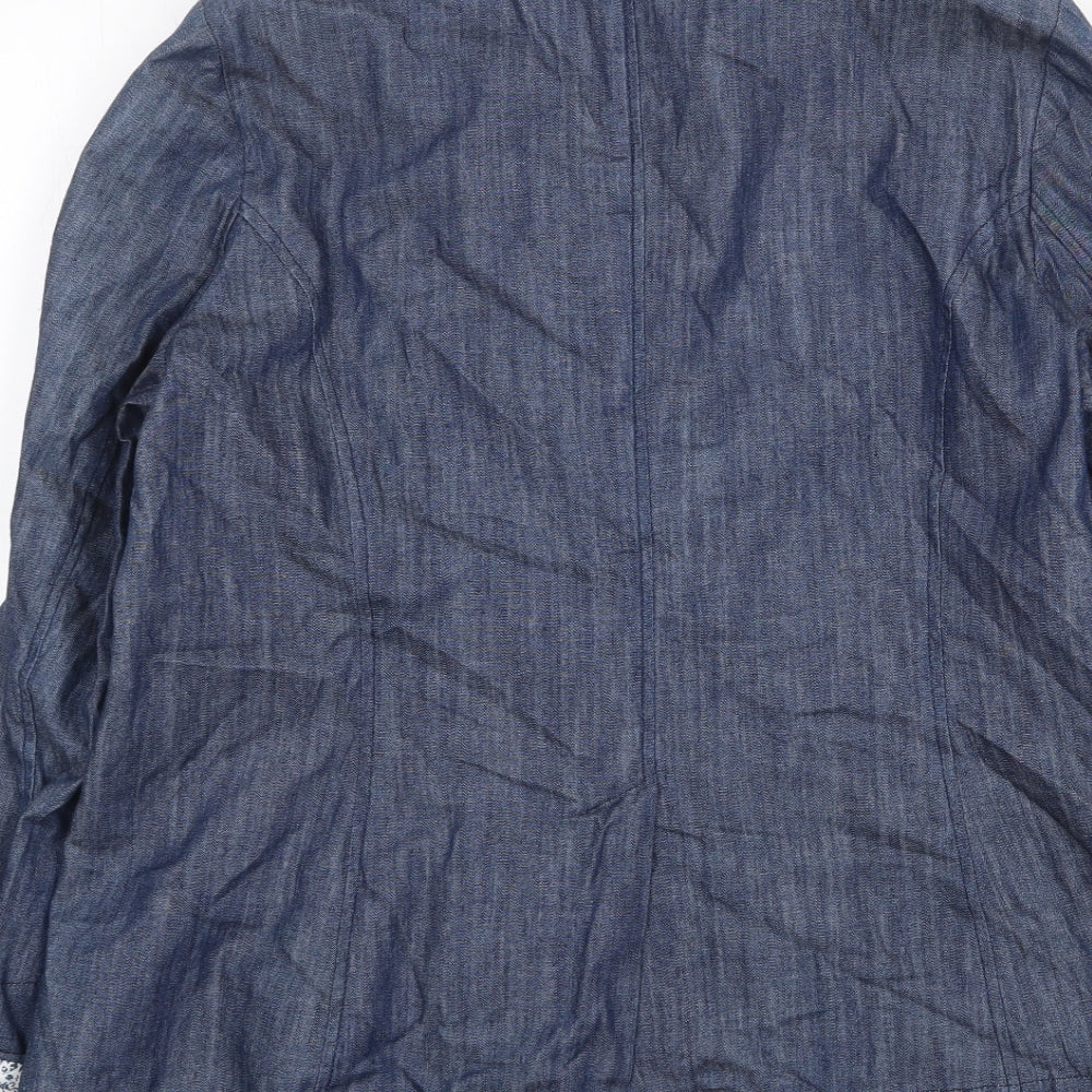 Cotton Traders Womens Blue Jacket Blazer Size 12 Button