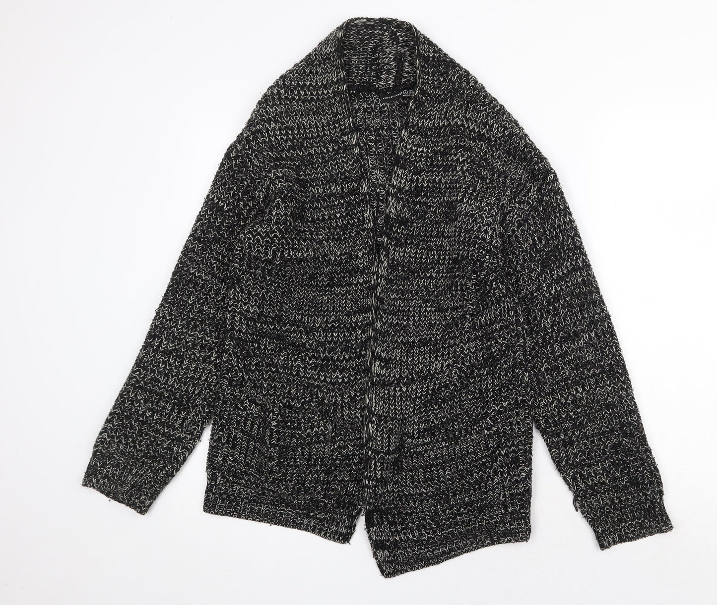 Atmosphere Womens Black V-Neck Geometric Acrylic Cardigan Jumper Size 8
