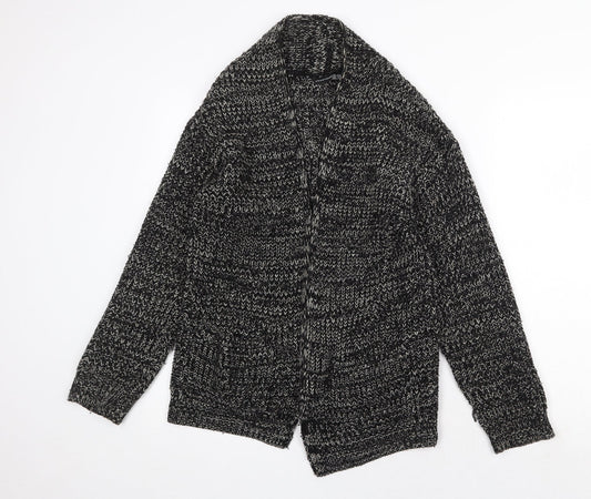 Atmosphere Womens Black V-Neck Geometric Acrylic Cardigan Jumper Size 8