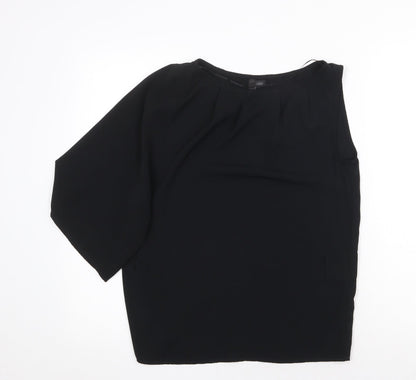 Preworn Womens Black Polyester Basic Blouse Size 4XL Round Neck - One Shoulder