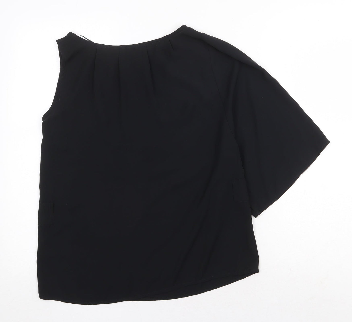Preworn Womens Black Polyester Basic Blouse Size 4XL Round Neck - One Shoulder