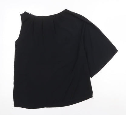 Preworn Womens Black Polyester Basic Blouse Size 4XL Round Neck - One Shoulder