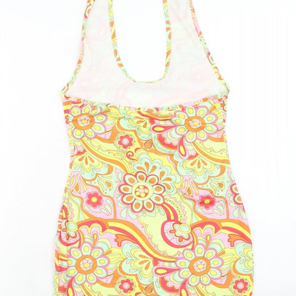 SHEIN Womens Multicoloured Floral Polyester Bodycon Size S Halter Pullover