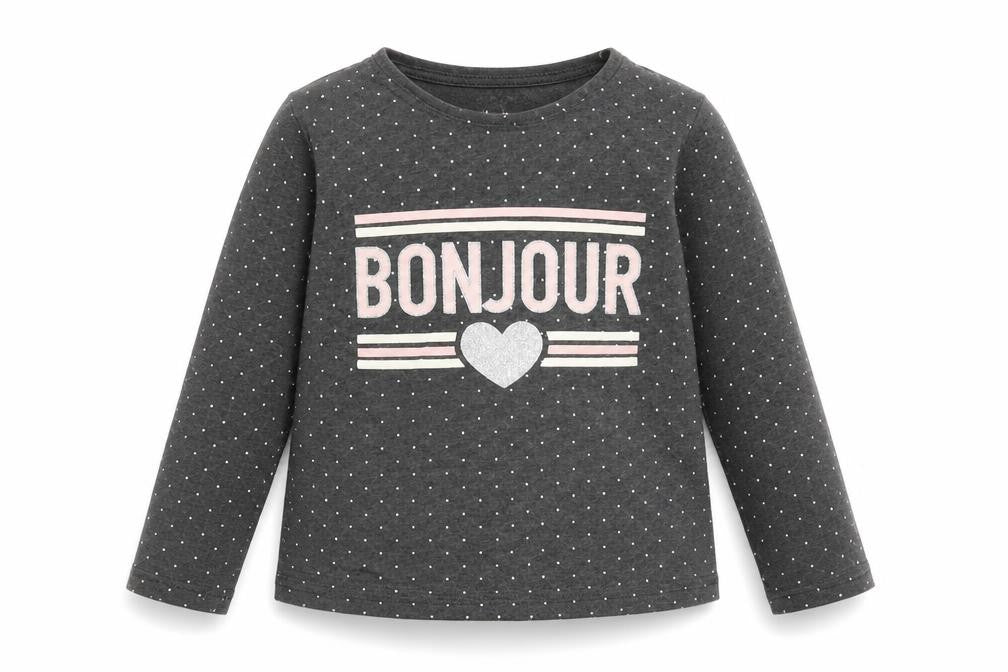 Primark Girls Grey Plaid Cotton Basic Blouse Size 4 Years Boat Neck Pullover - Bonjour, Heart