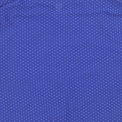 Preworn Womens Blue Polka Dot Polyester Basic Button-Up Size 12 Round Neck