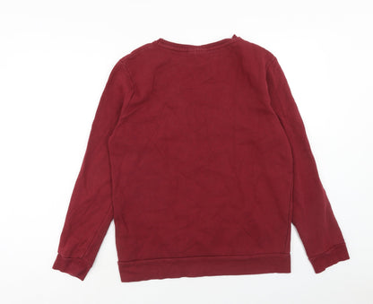 Preloved Primark Womens Red Cotton Pullover Sweatshirt Size M Pullover - Oh Bother!, Size 12-14 - Back