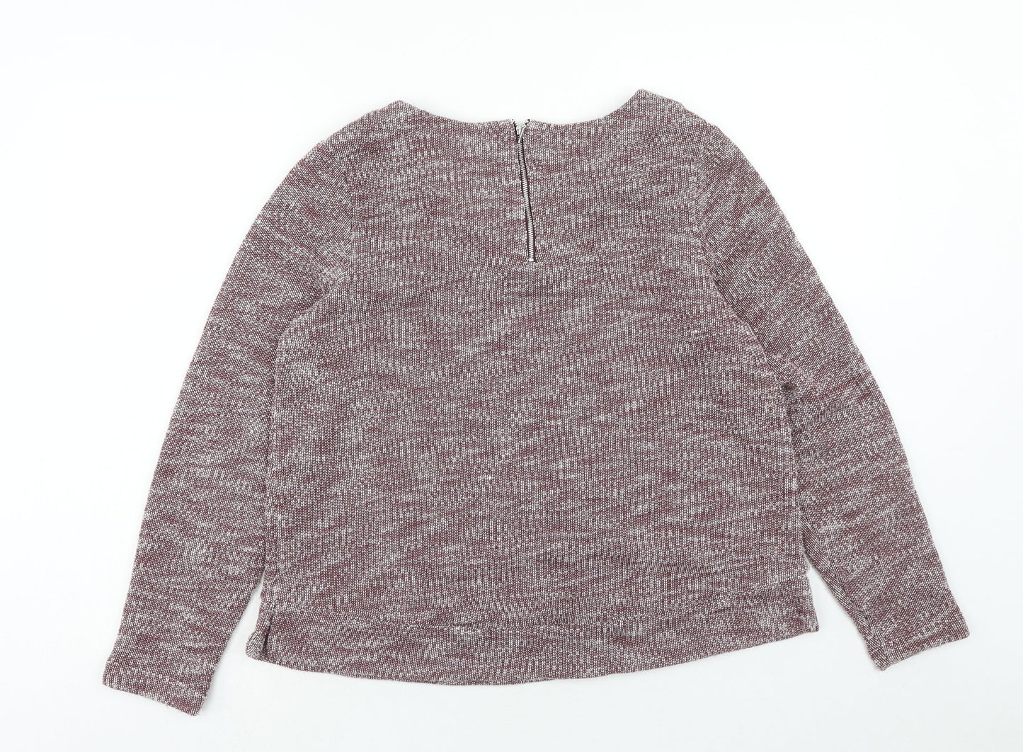 Alice Collins Womens Purple Round Neck Geometric Polyester Pullover Jumper Size 14