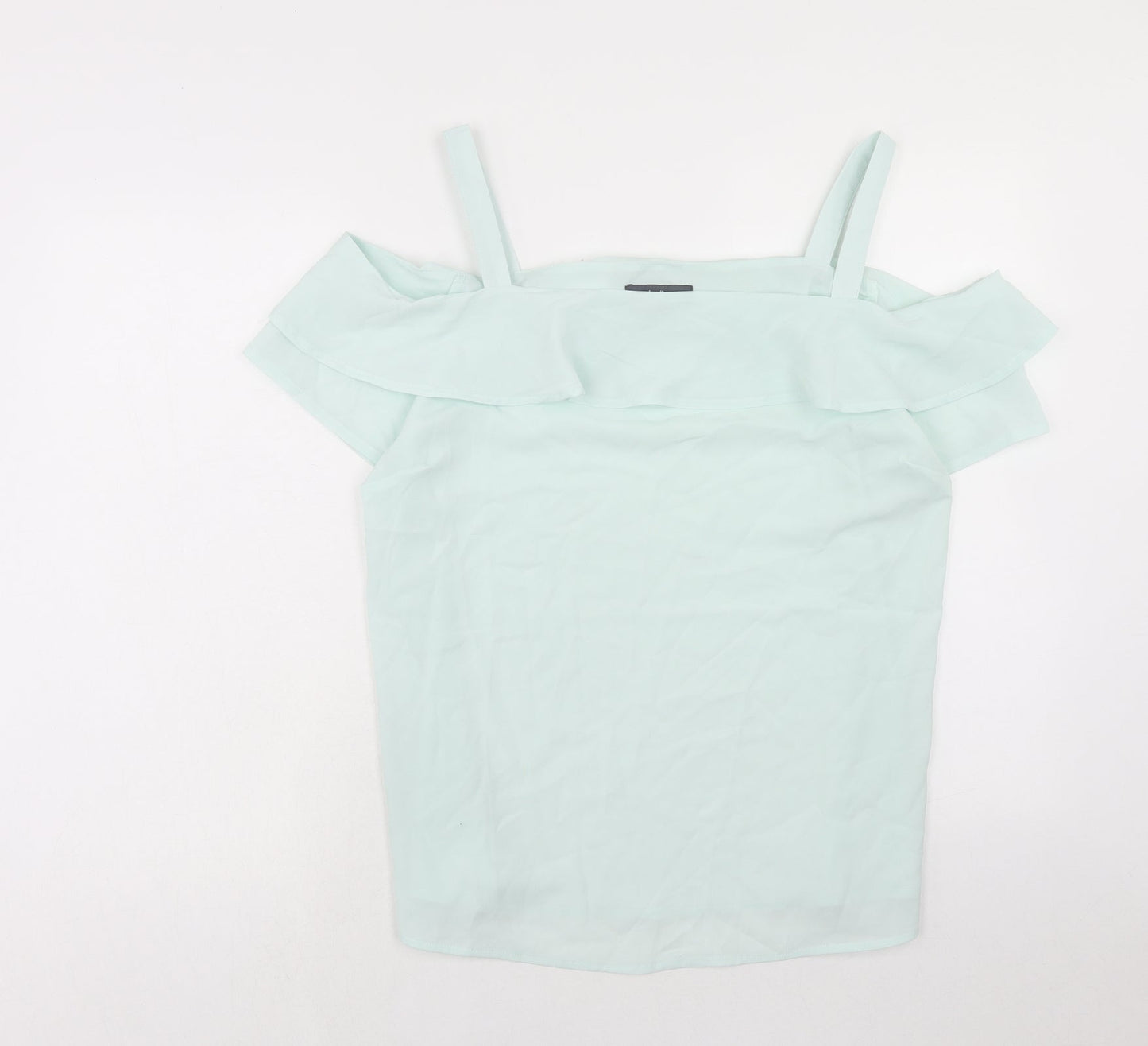 Studio Womens Green Polyester Basic Blouse Size 16 Square Neck