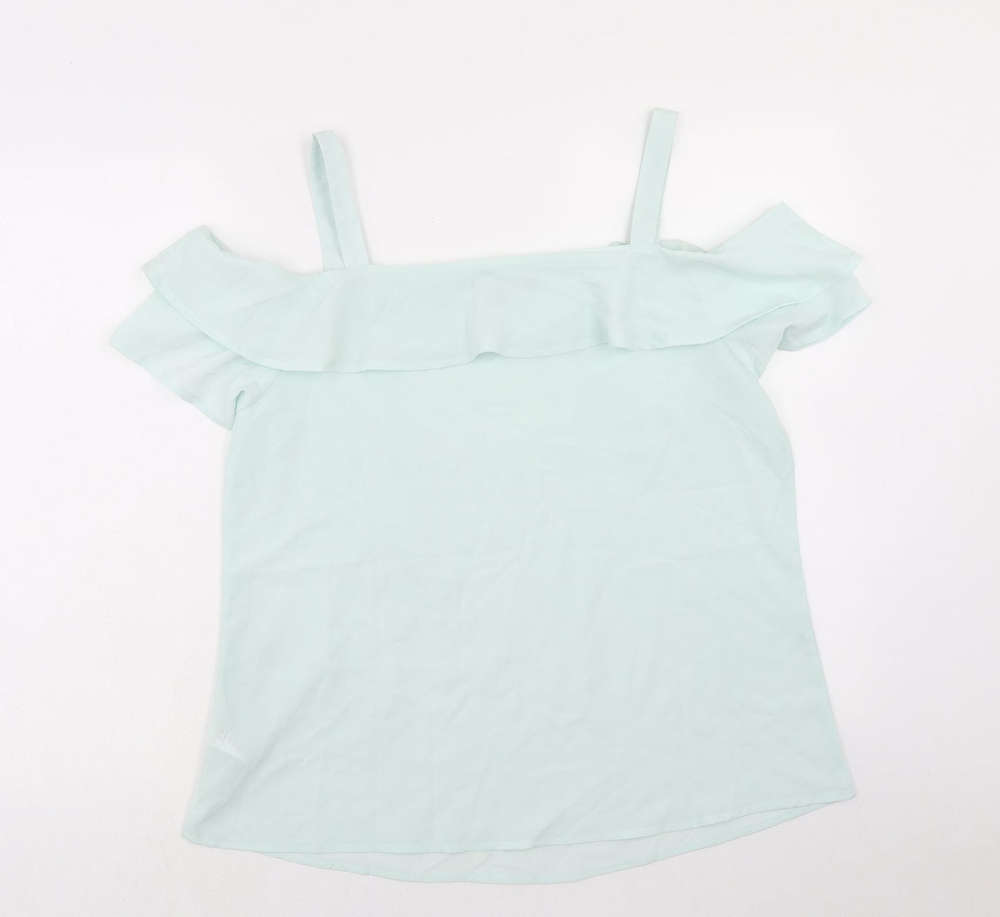 Studio Womens Green Polyester Basic Blouse Size 16 Square Neck