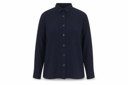 Boohoo Womens Blue Polyester Basic Button-Up Size L Collared
