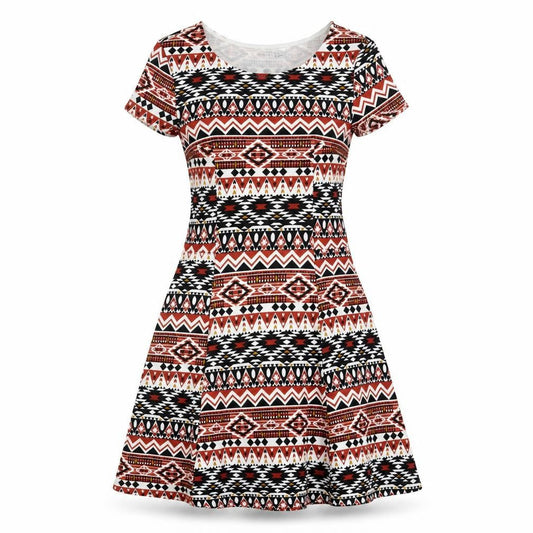 Divided by H&M Womens Multicoloured Geometric Polyester Fit & Flare Size 8 Round Neck Pullover