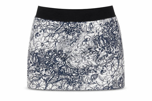 Zara Womens Blue Floral Cotton Mini Skirt Size S Zip
