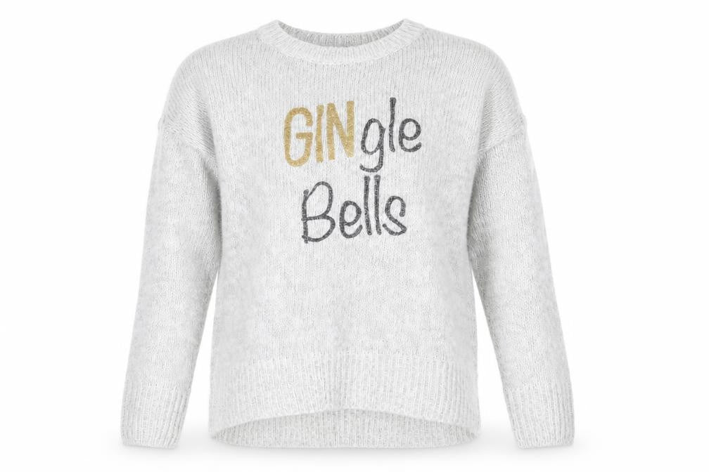 New Look Womens Grey Round Neck Acrylic Pullover Jumper Size S - Gingle Bells