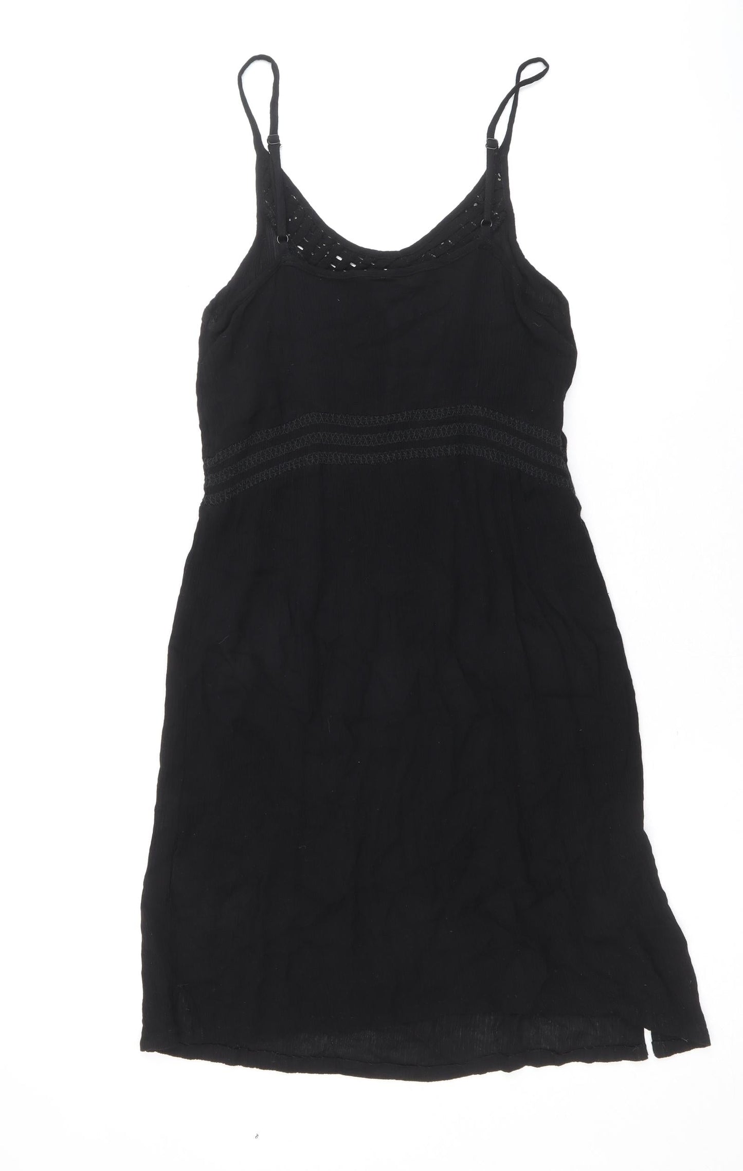 Marks and Spencer Womens Black Viscose Tank Dress Size 10 Round Neck Pullover