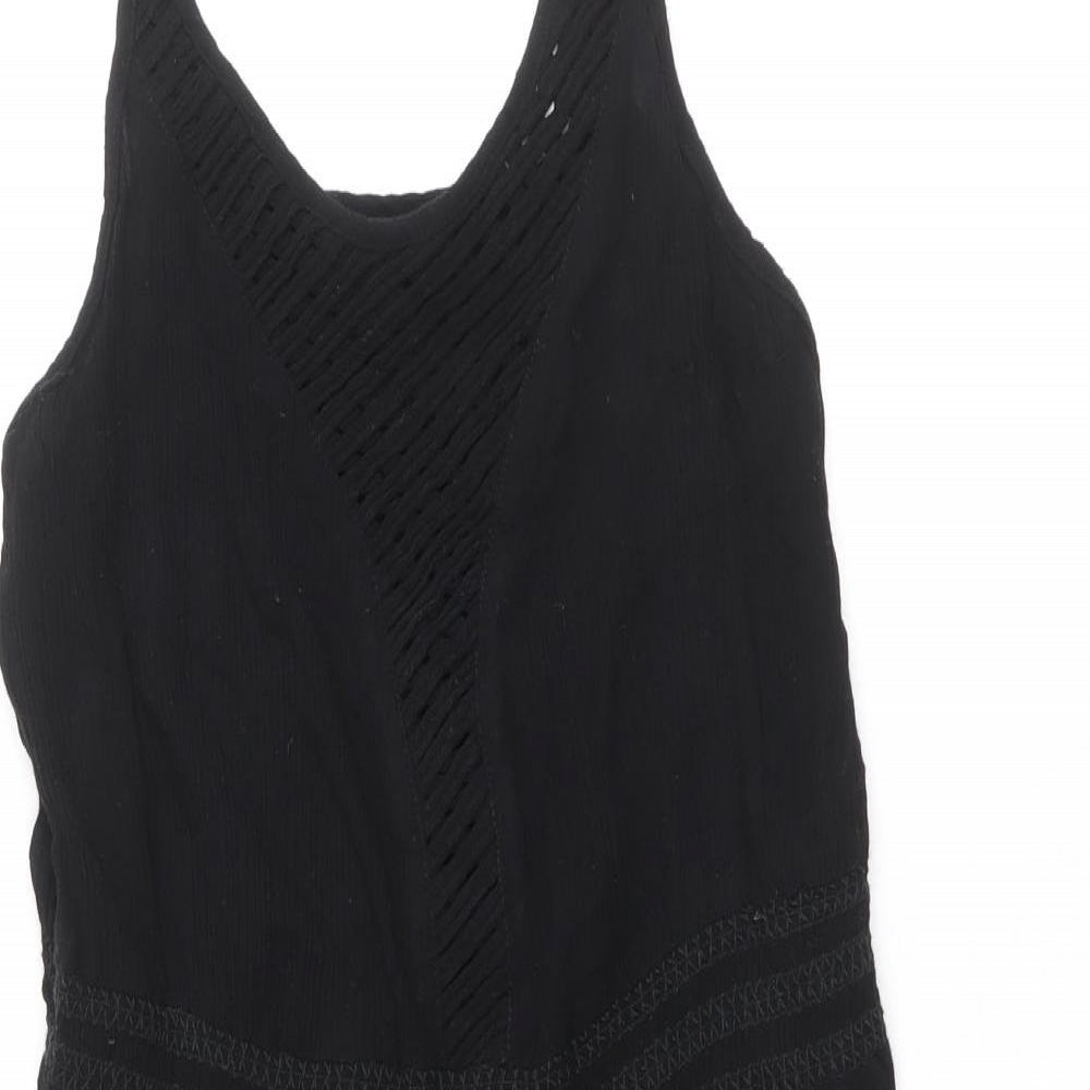 Marks and Spencer Womens Black Viscose Tank Dress Size 10 Round Neck Pullover