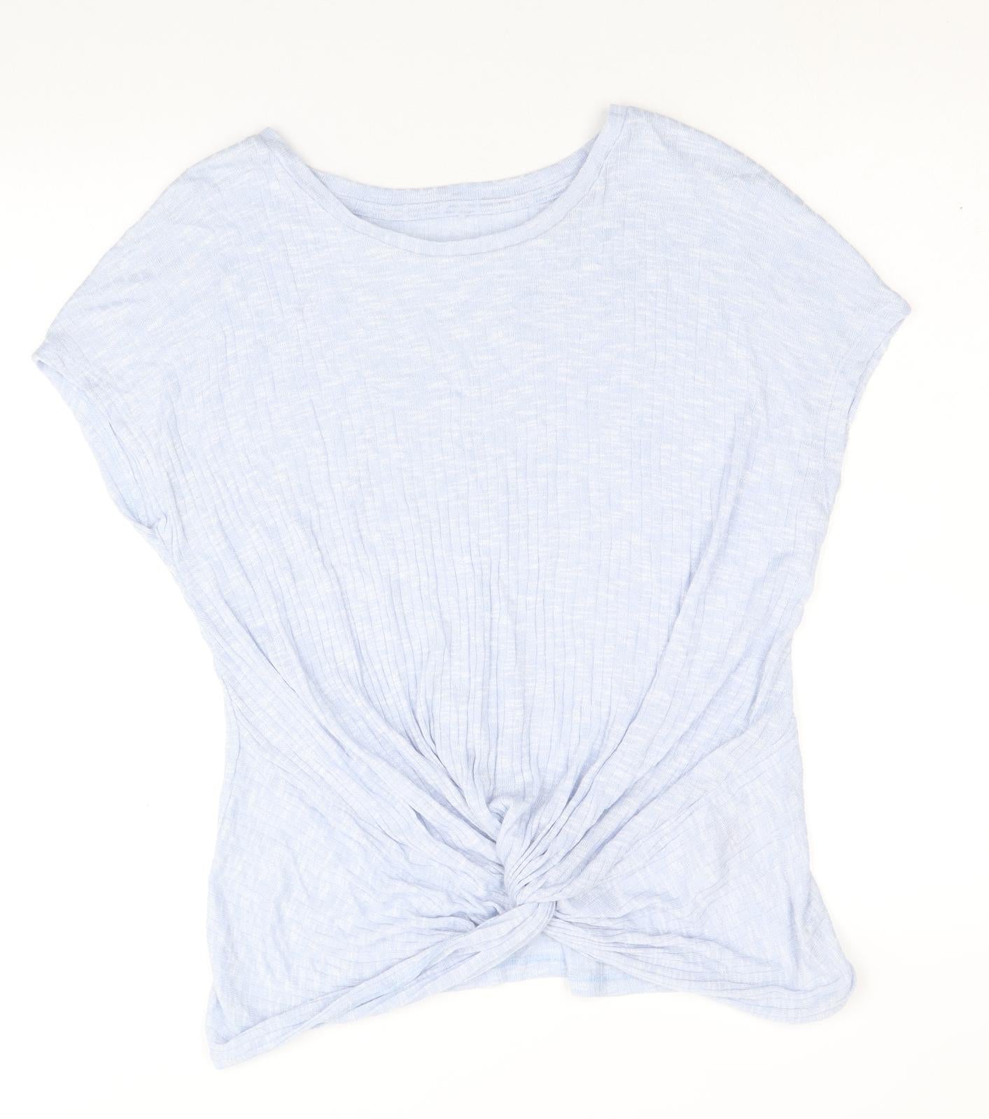 New Look Womens Blue Polyester Basic T-Shirt Size L Round Neck - Twist Detail