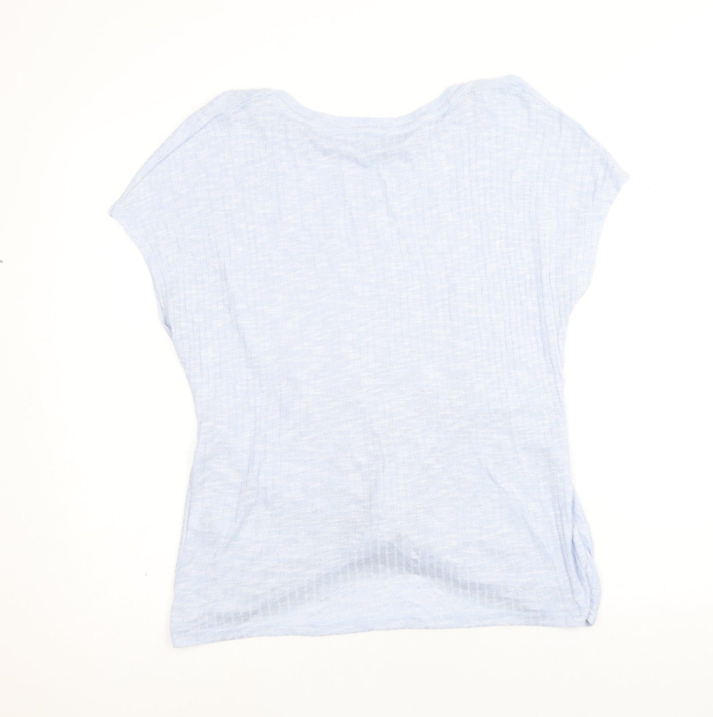 New Look Womens Blue Polyester Basic T-Shirt Size L Round Neck - Twist Detail