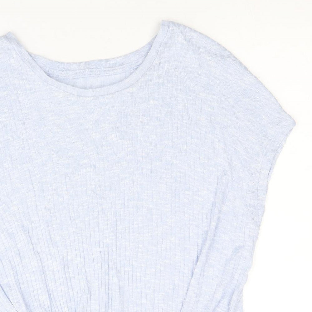 New Look Womens Blue Polyester Basic T-Shirt Size L Round Neck - Twist Detail