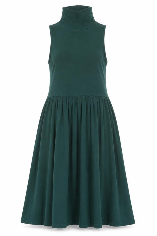 ASOS Womens Green Cotton Tank Dress Size 8 Roll Neck Pullover