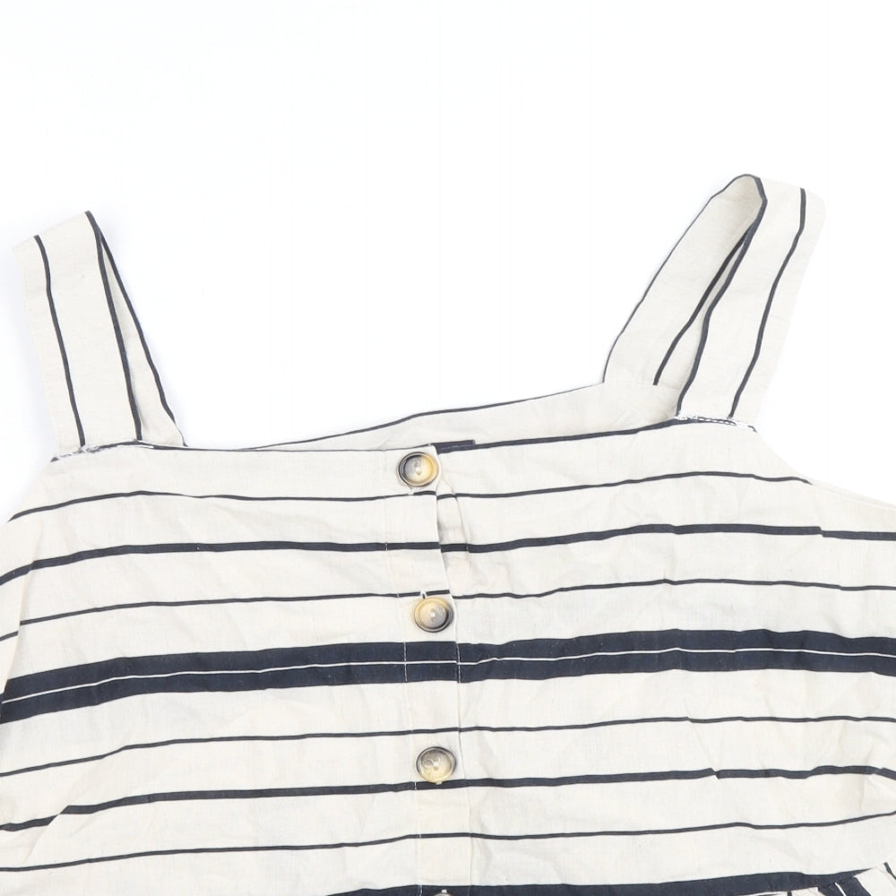 Marks and Spencer Womens Beige Striped Cotton Cropped Tank Size 20 Square Neck