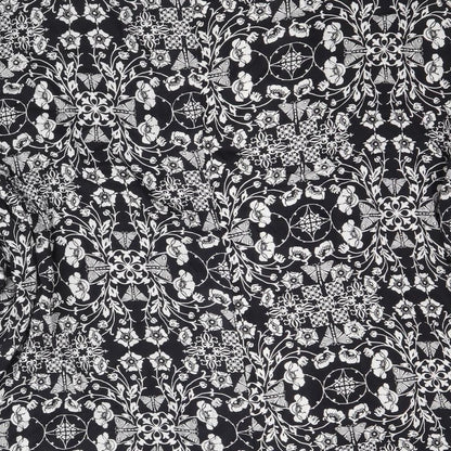 Peacocks Womens Black Geometric Viscose Basic Blouse Size M Round Neck