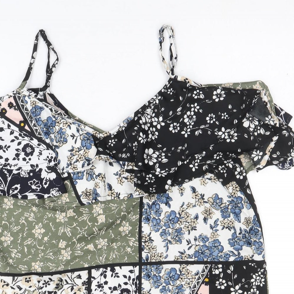 PEP&CO Womens Multicoloured Floral Polyester Basic Blouse Size 16 V-Neck - Cold Shoulder