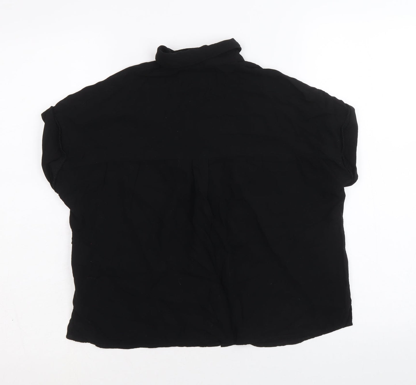 New Look Womens Black Viscose Basic Button-Up Size 8 Collared
