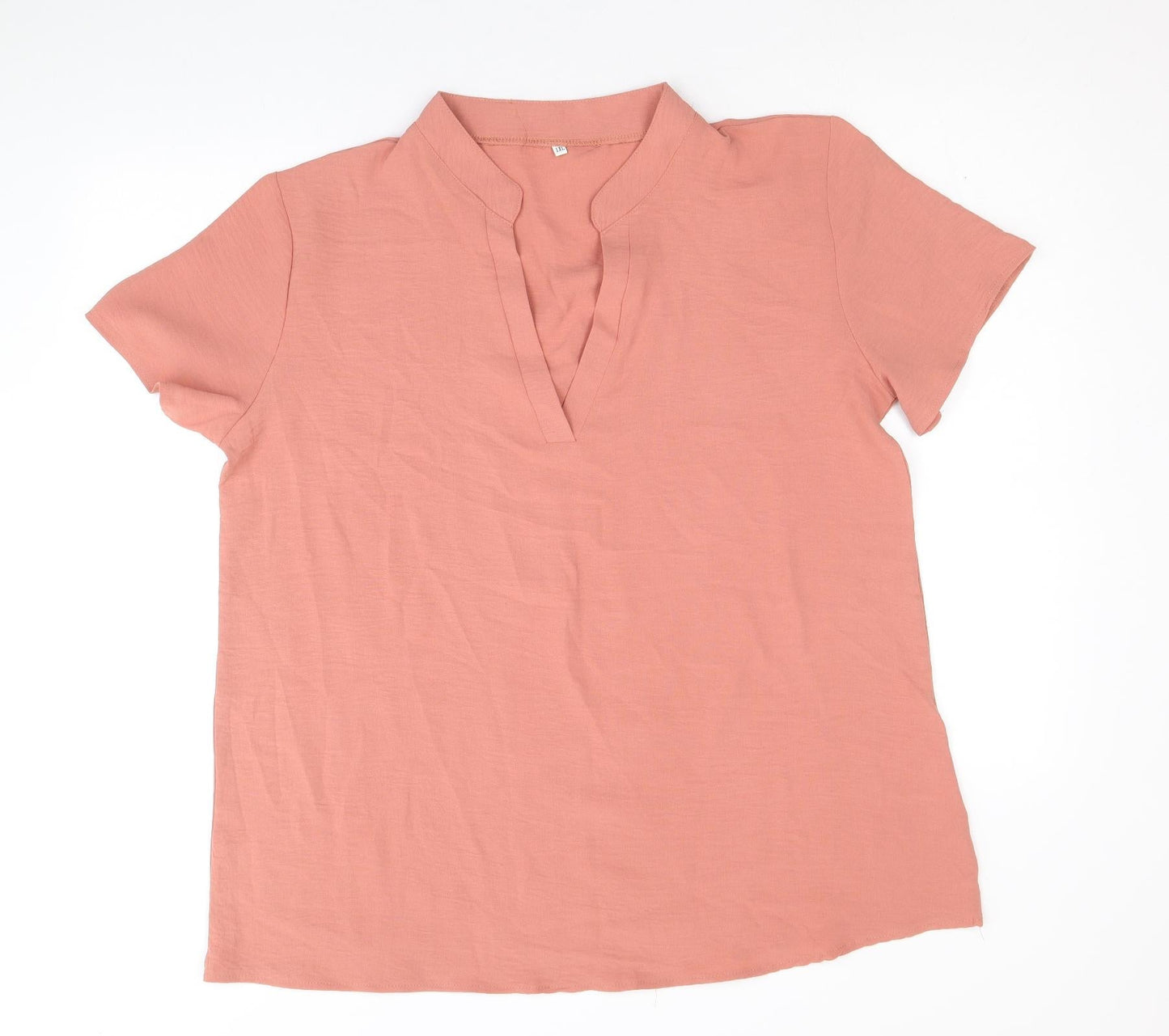 Preworn Womens Pink Polyester Basic Blouse Size XL V-Neck