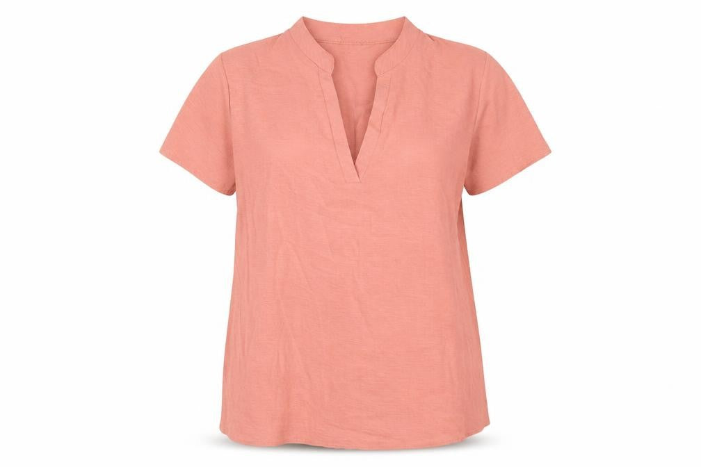 Preworn Womens Pink Polyester Basic Blouse Size XL V-Neck