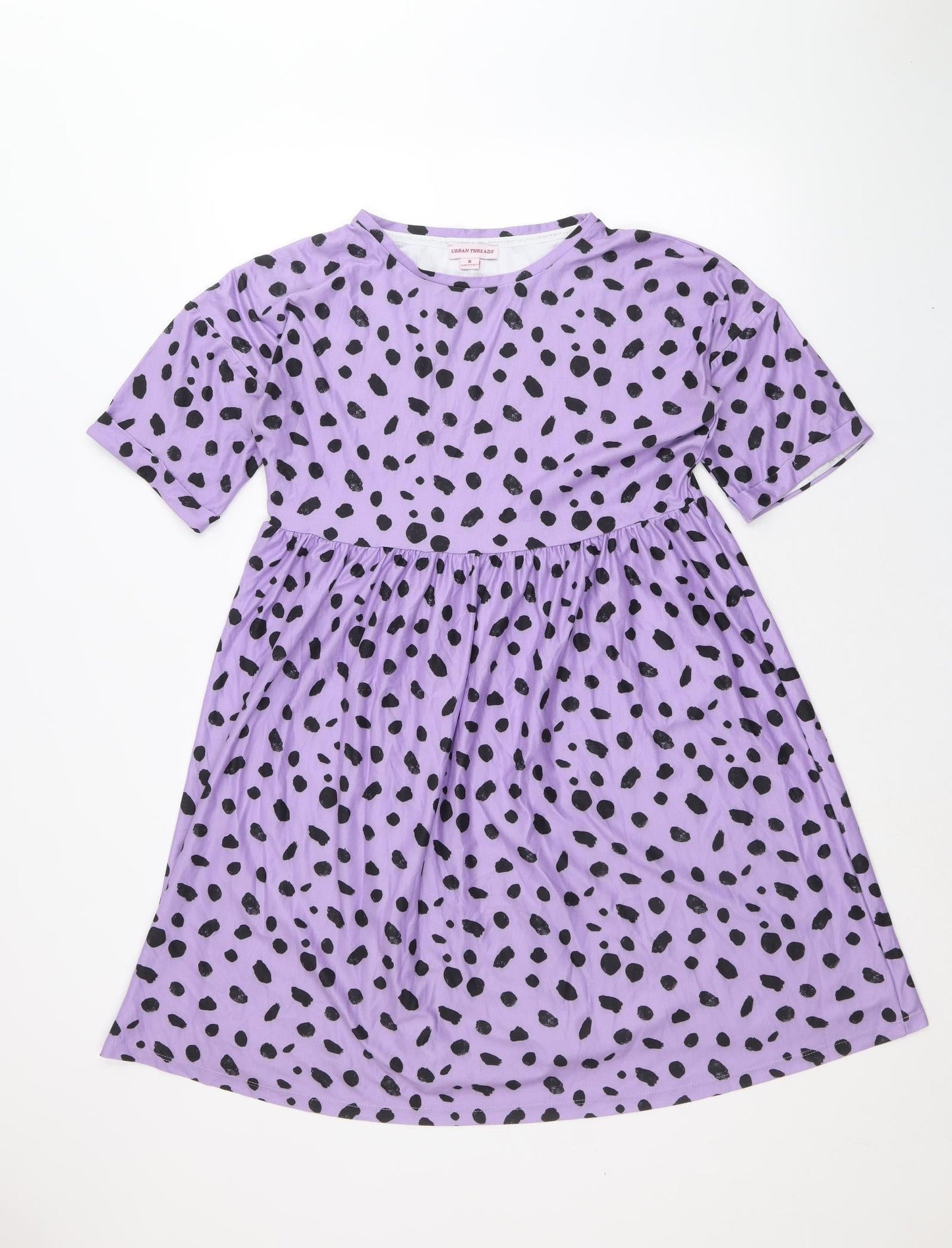 Urban Threads Womens Purple Animal Print Viscose Fit & Flare Size 8 Round Neck Pullover - Leopard Pattern