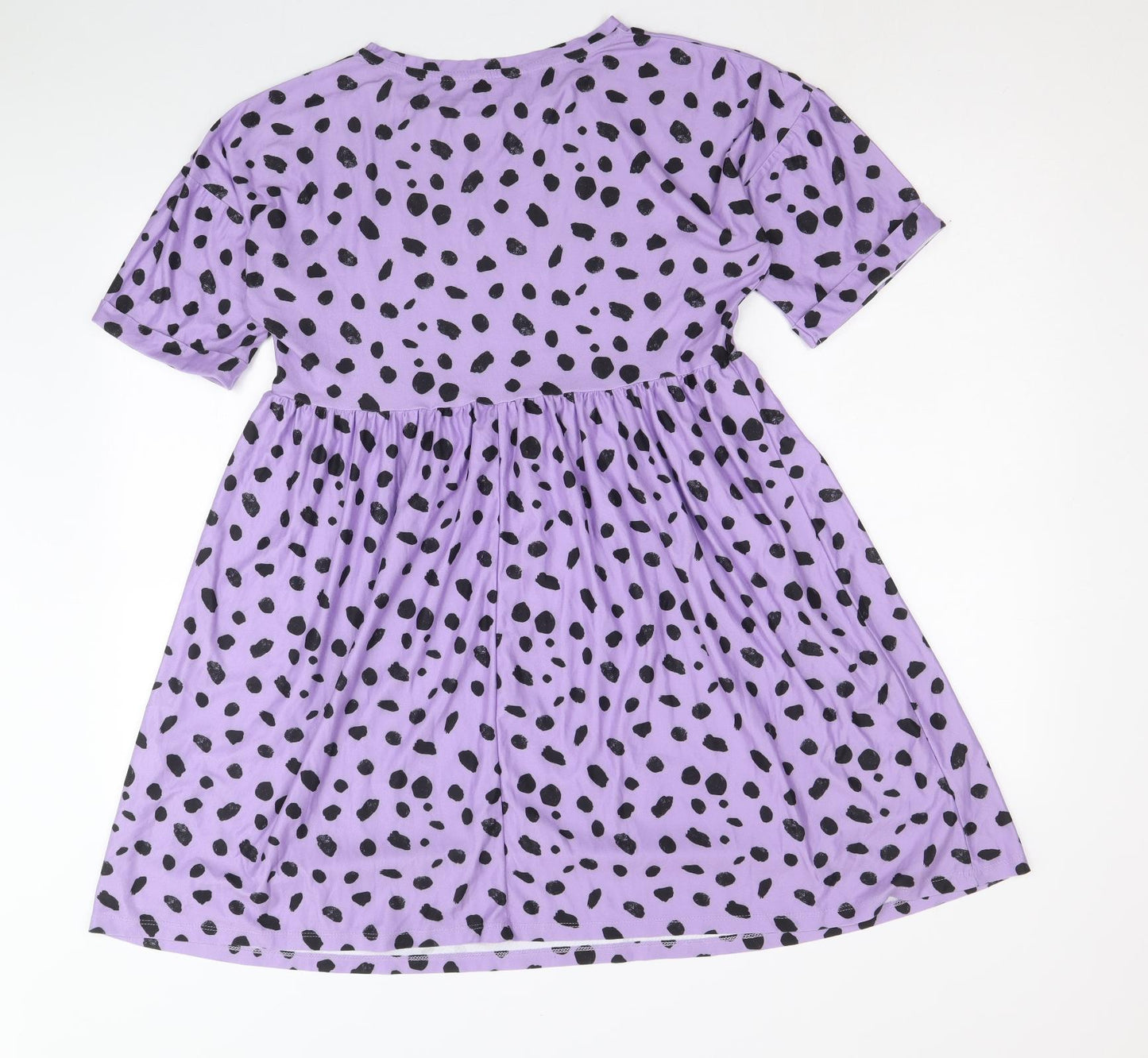 Urban Threads Womens Purple Animal Print Viscose Fit & Flare Size 8 Round Neck Pullover - Leopard Pattern