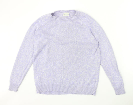 Joie De Vivre Womens Purple Round Neck Cotton Pullover Jumper Size S