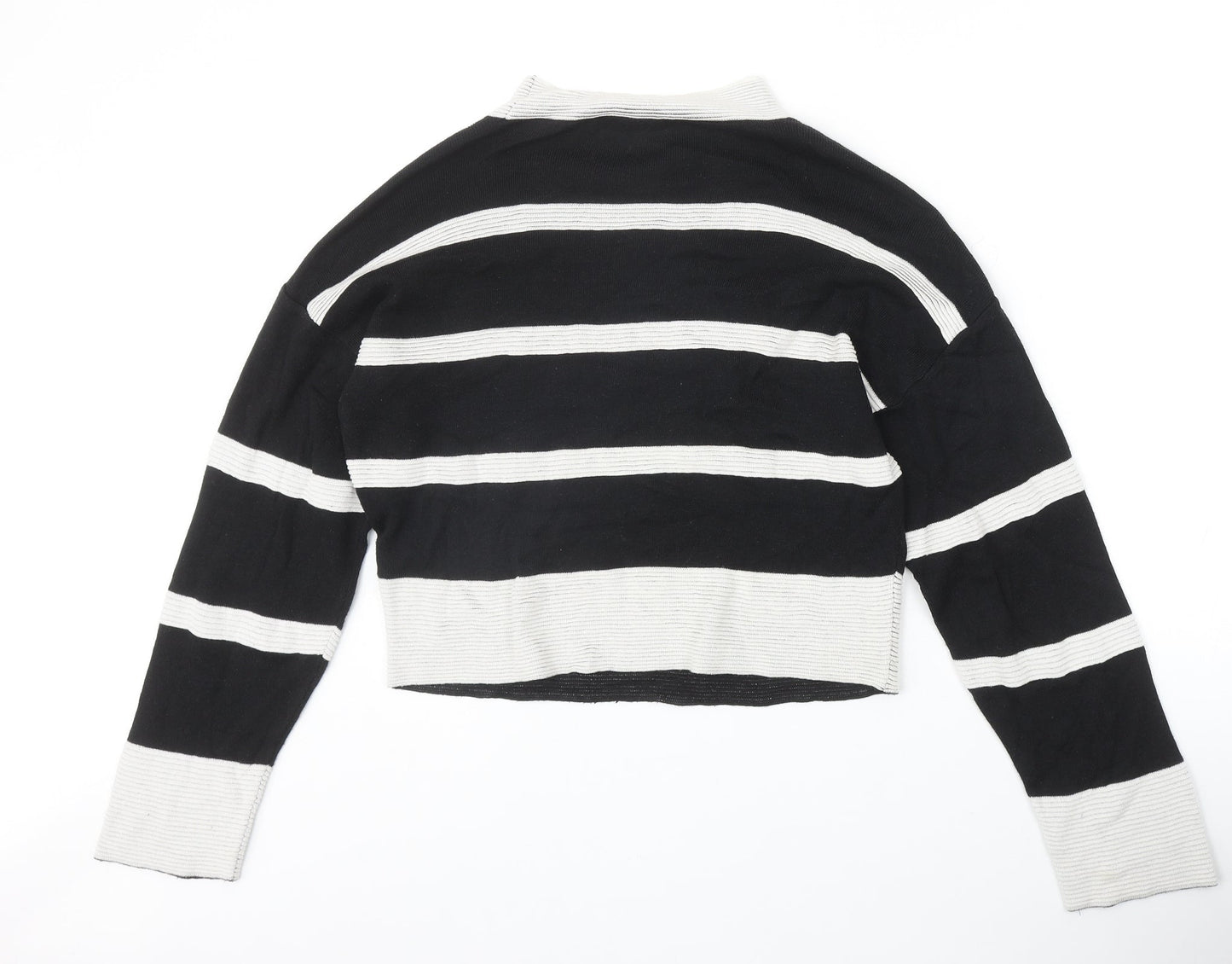 Atmosphere Womens Black Round Neck Striped Acrylic Pullover Jumper Size M