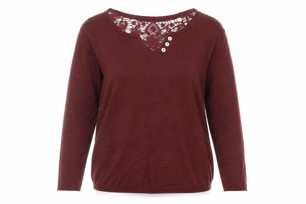 Jasmine Womens Red Viscose Basic T-Shirt Size L V-Neck - Size L-XL