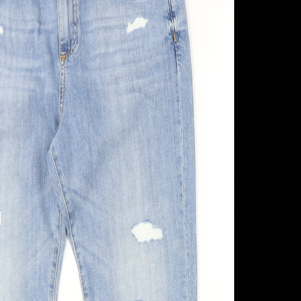 Preworn Womens Blue Cotton Straight Jeans Size 34 in Regular Zip
