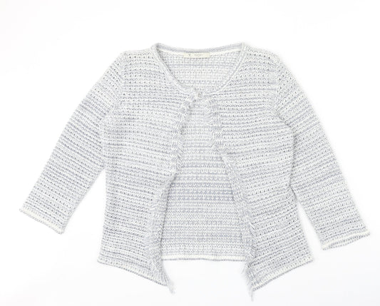 monari Womens Grey Round Neck Geometric Acrylic Cardigan Jumper Size 14