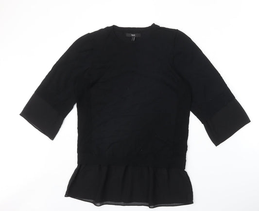 NEXT Womens Black Viscose Basic Blouse Size S Round Neck