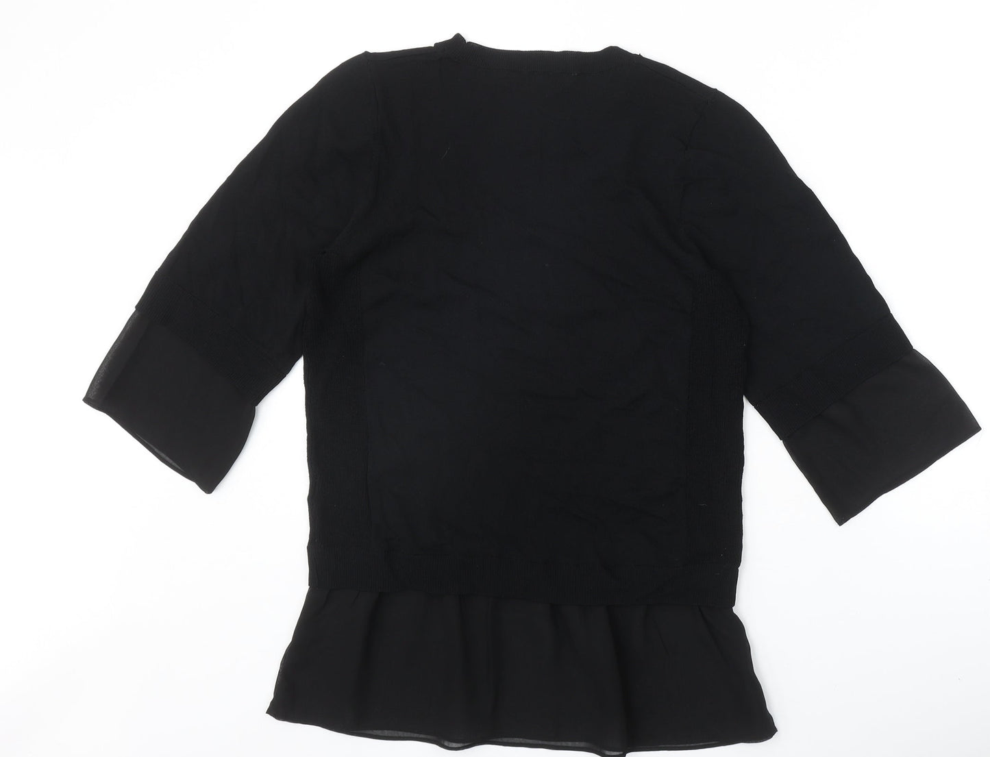 NEXT Womens Black Viscose Basic Blouse Size S Round Neck