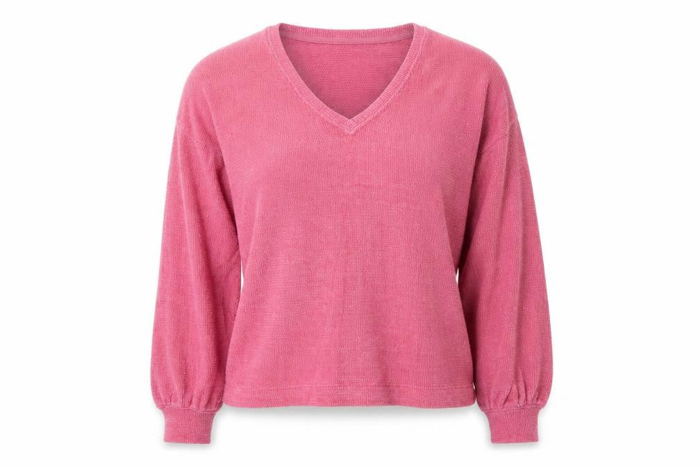 Marks & Spencer Womens Pink V-Neck Polyester Pullover Jumper Size M