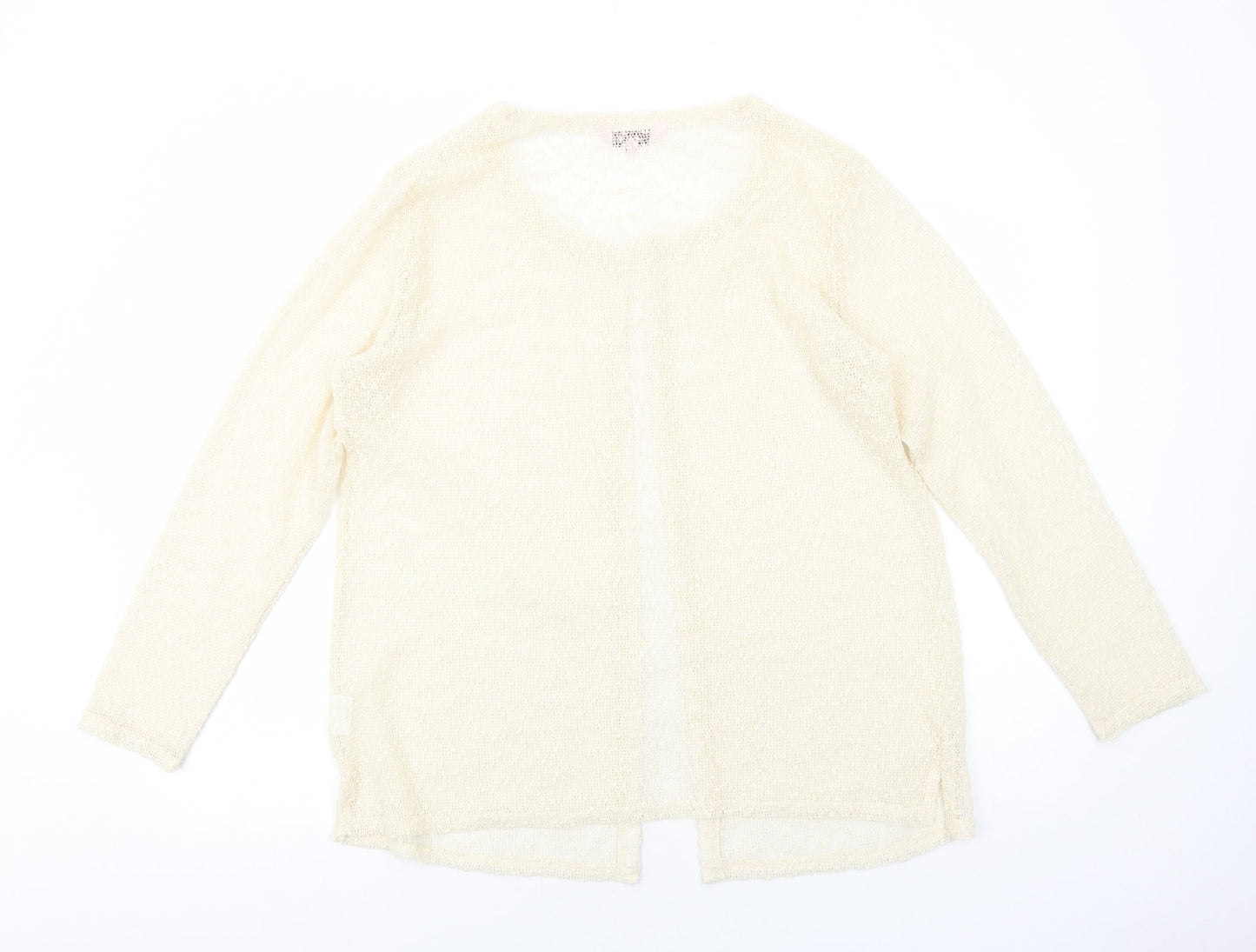 Michele Hope Womens Ivory Scoop Neck Polyester Cardigan Jumper Size 14 - Hook and Eye Closure