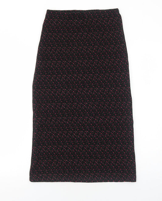 Preworn Womens Black Geometric Polyester A-Line Skirt Size 10