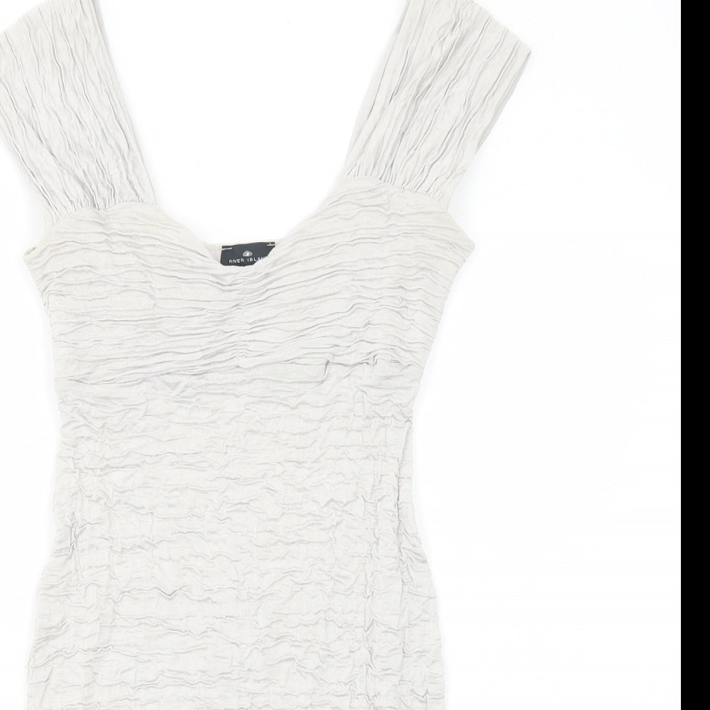 River Island Womens Grey Rayon Shift Size 12 Round Neck Pullover