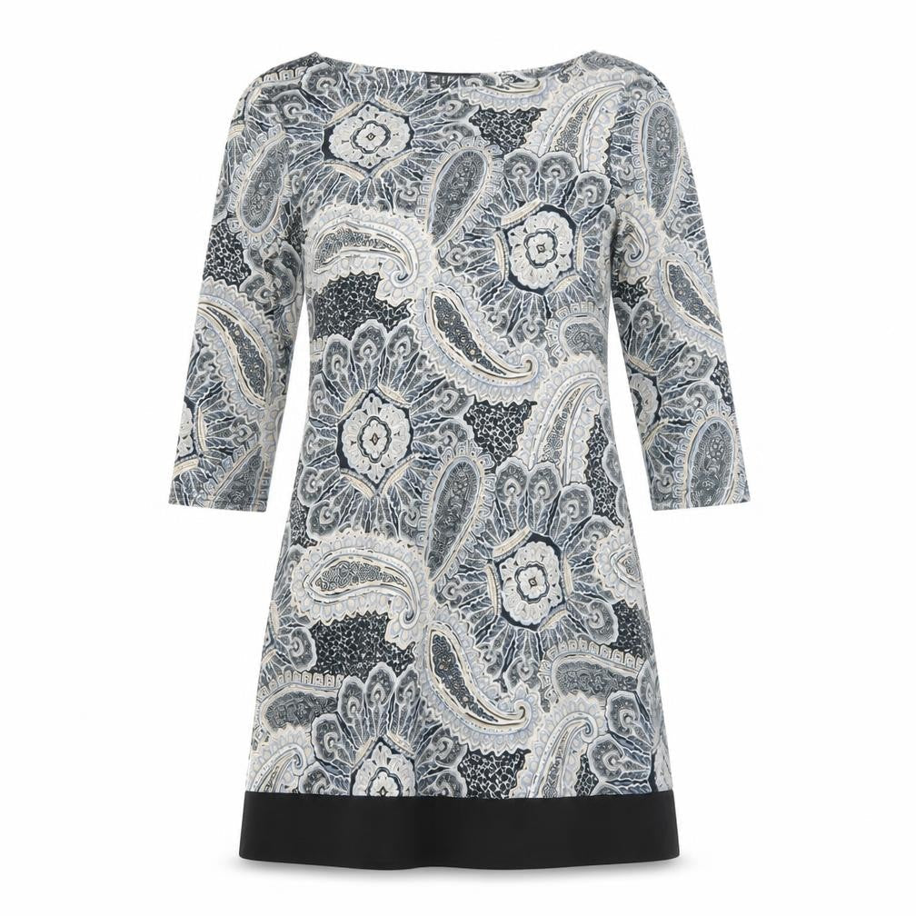 Atmosphere Womens Grey Geometric Polyester A-Line Size 10 Round Neck Pullover