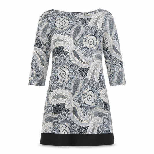 Atmosphere Womens Grey Geometric Polyester A-Line Size 10 Round Neck Pullover