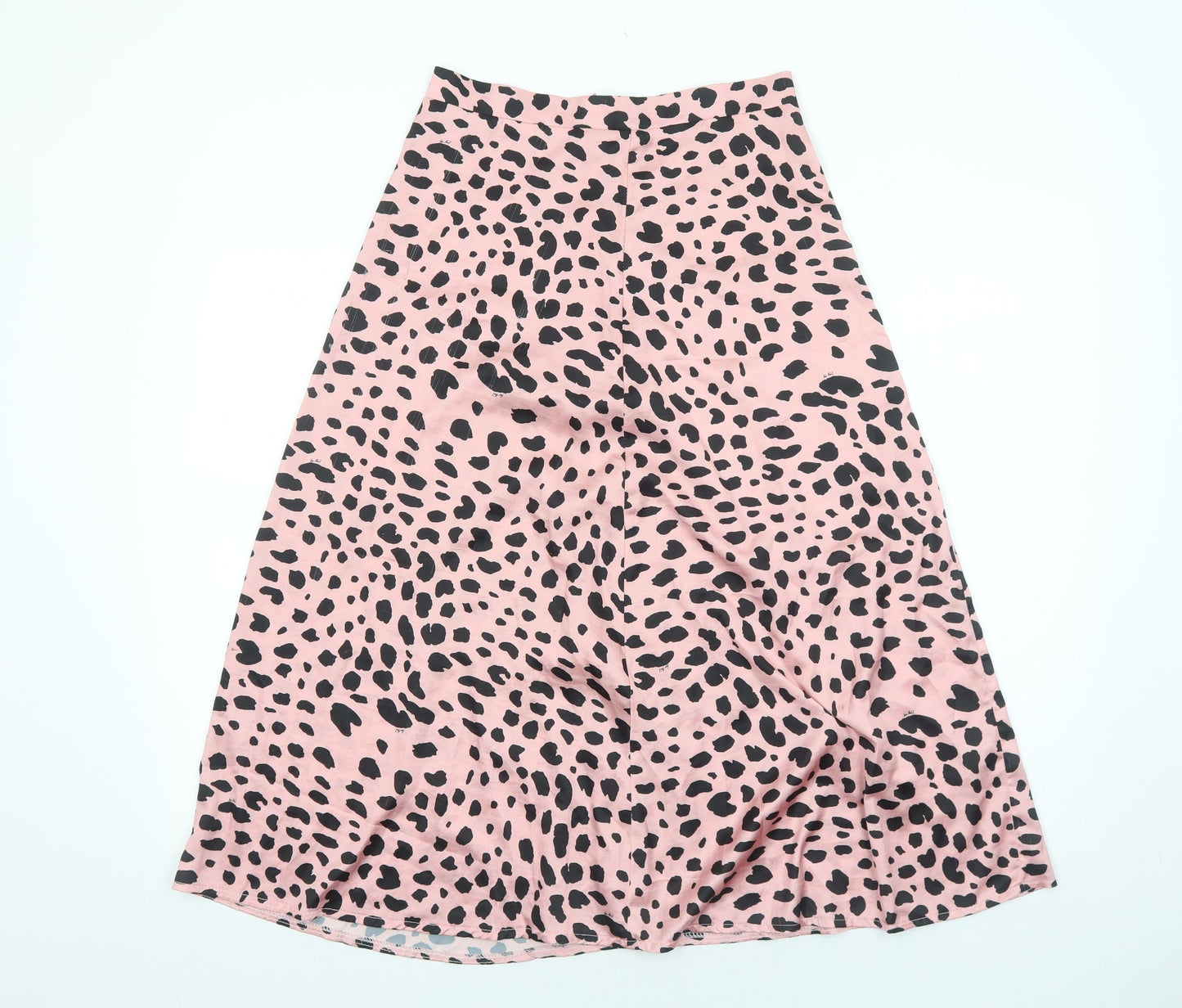 Preworn Womens Pink Animal Print Polyester Swing Skirt Size S Zip - Leopard Pattern