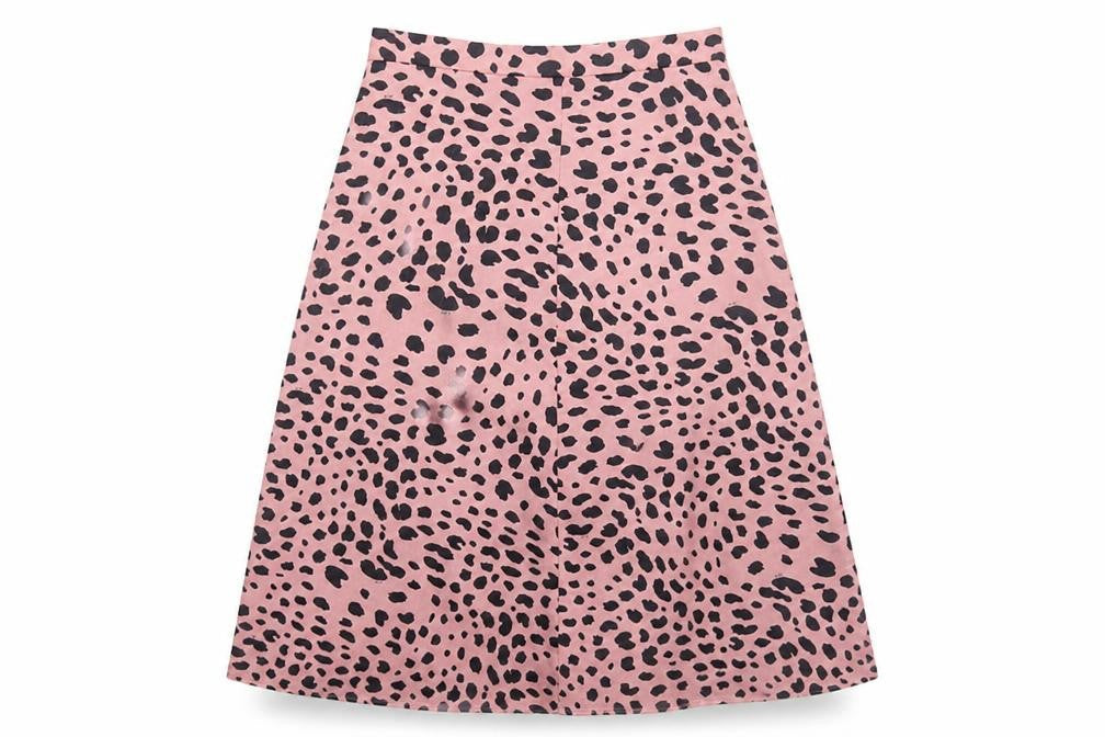 Preworn Womens Pink Animal Print Polyester Swing Skirt Size S Zip - Leopard Pattern