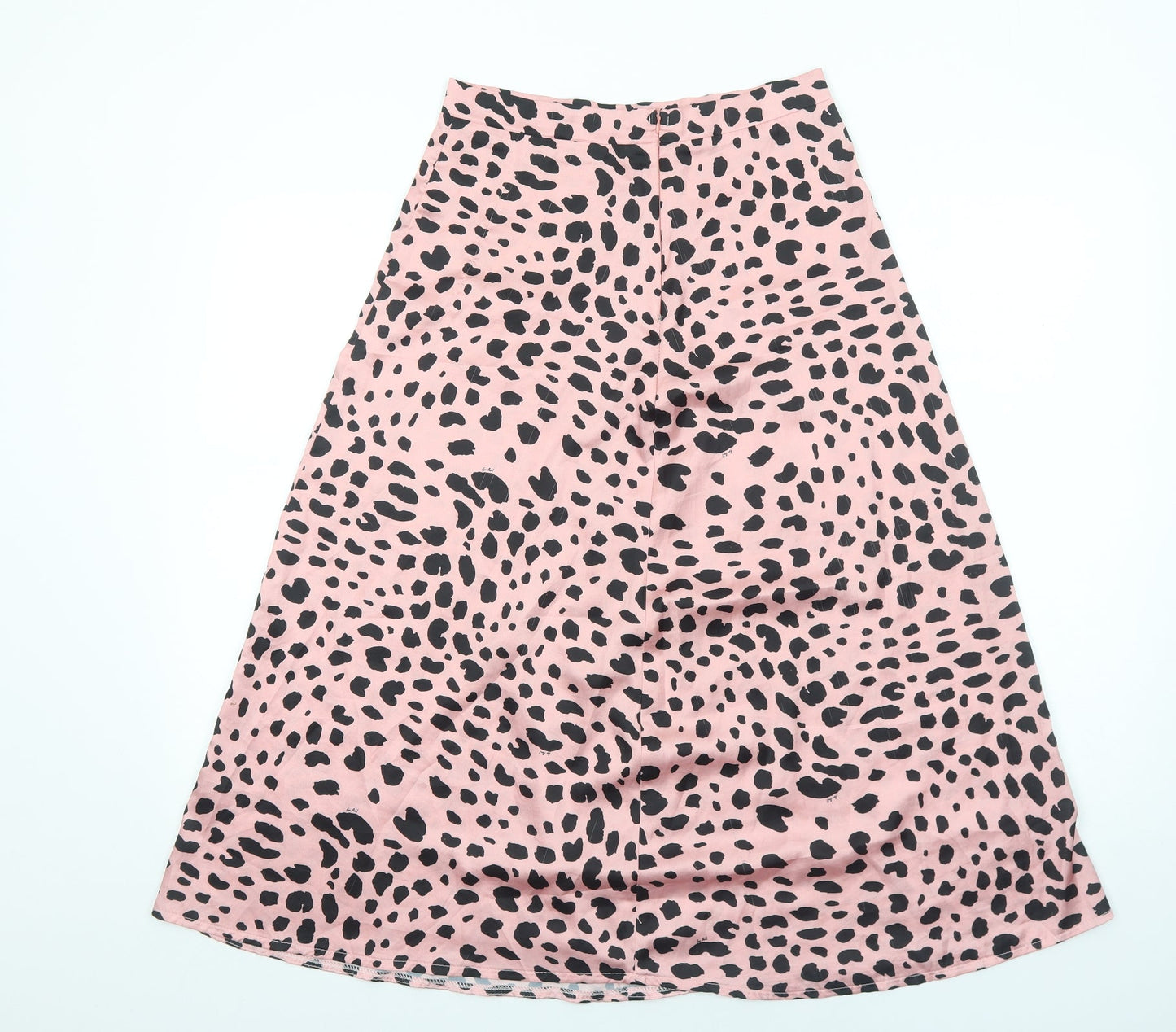 Preworn Womens Pink Animal Print Polyester Swing Skirt Size S Zip - Leopard Pattern